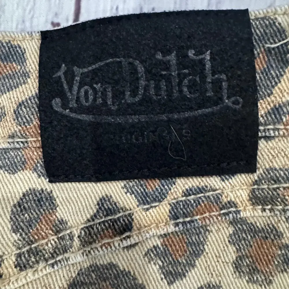 Von Dutch Originals Leopard Print Y2K Mini Skirt Flying Eyeball Women Size S EUC - Picture 8 of 11